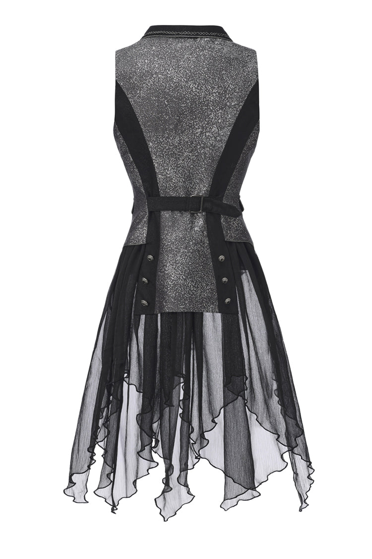 Silver Eternal Dislocated Boundary Sleeveless Lace Slim Gothic Elegant Prince Handsome Lolita Long Coat