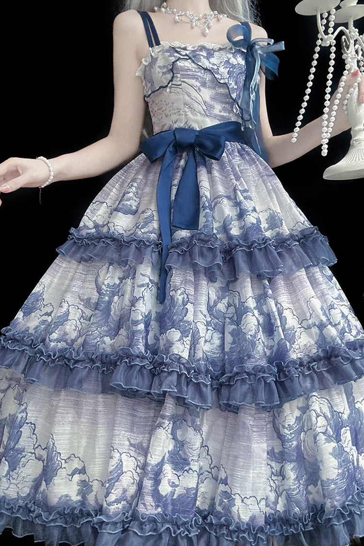 Multi-Color Multi-layer Cumulonimbus Print Ruffle Bowknot Sweet Lolita Jsk Dress