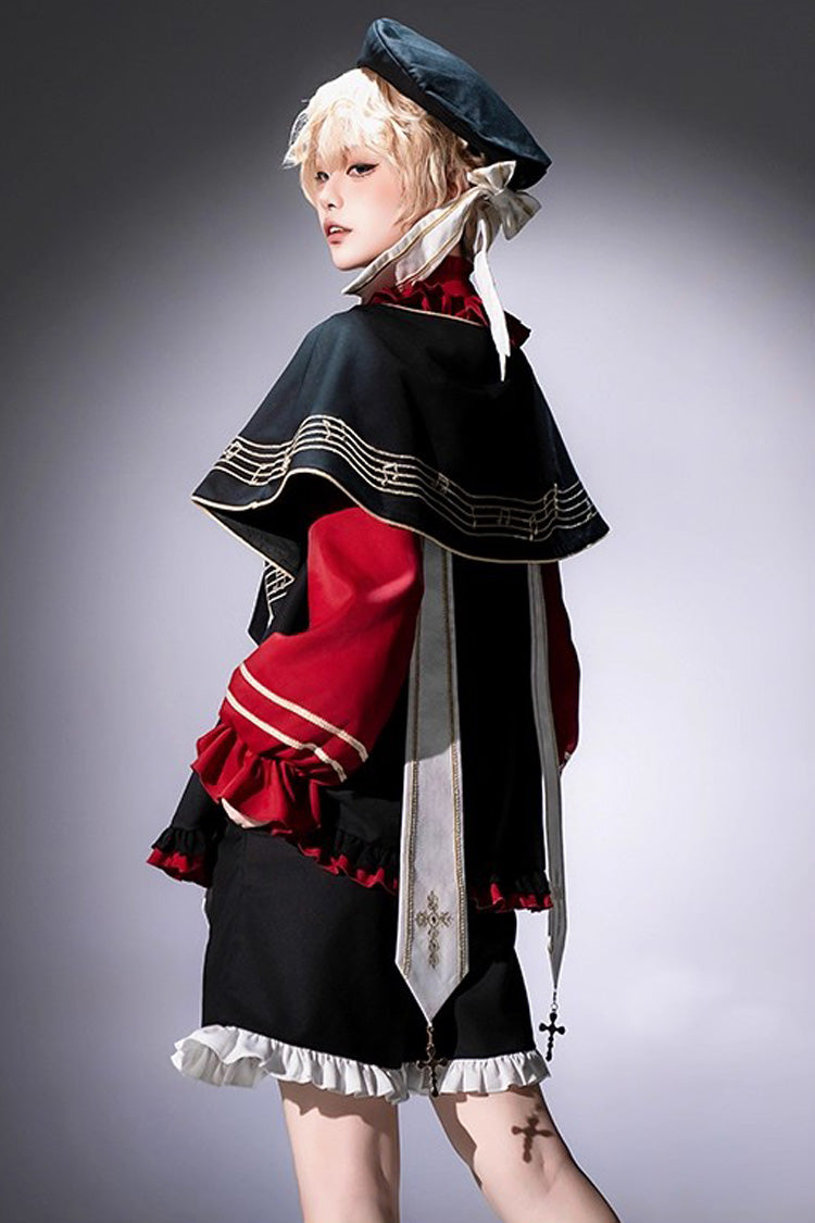 Black/Red The Choir of The Church Ouji Fashion Gothic Prince Lolita Set (Younger Brother Version)