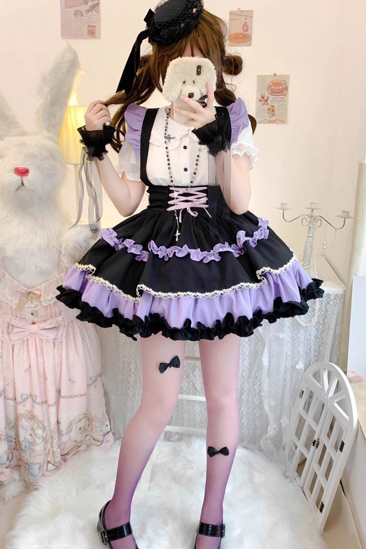 Strappy Doll Collar Ruffle Sweet Lolita Tiered Skirt 7 Colors