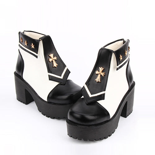 Navy Style Cross Decoration High Heel Sweet Lolita Boots