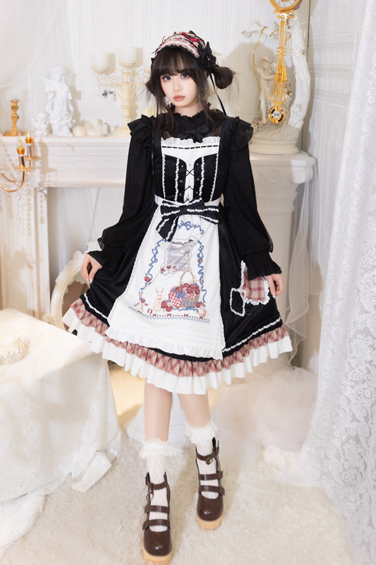 Black Little Red Riding Hood Ruffle Bowknot Sweet Lolita Jsk Dress