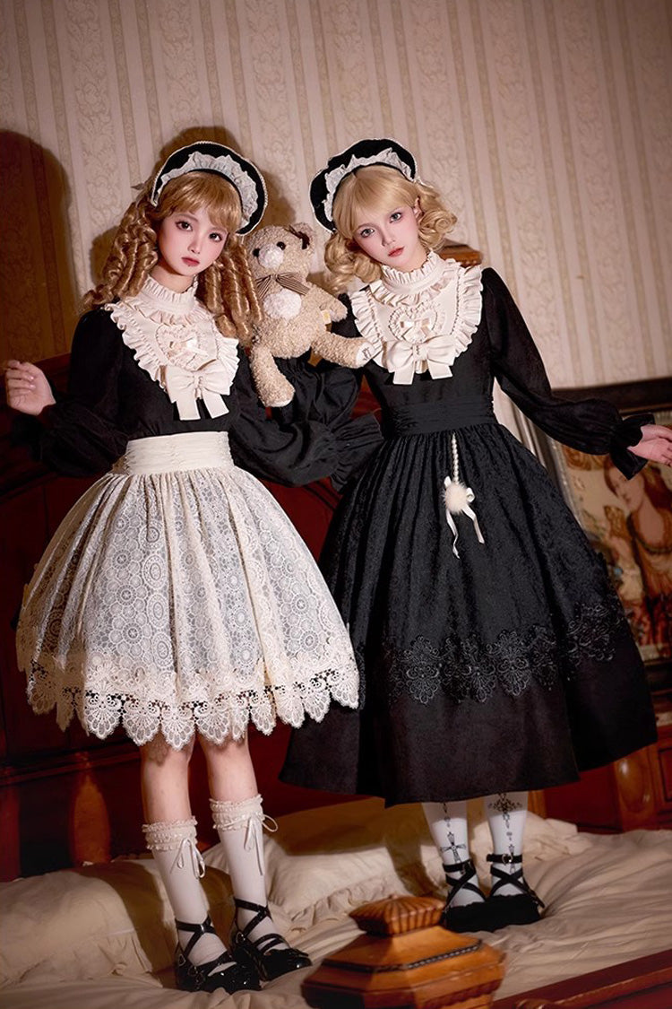 Black Twilight Choir Long Sleeves Bowknot Lace Sweet Vintage Lolita Dress 2 Versions
