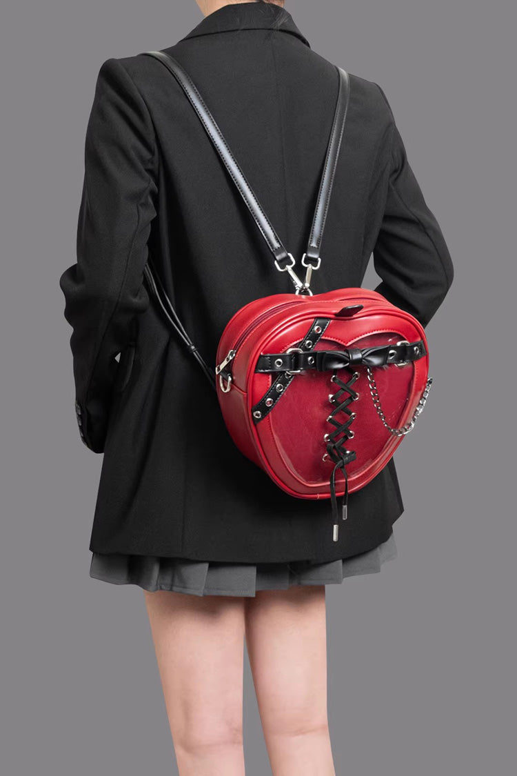 Red Bow Lace-Up Chain-Decorated Gothic Lolita Apple Itabag