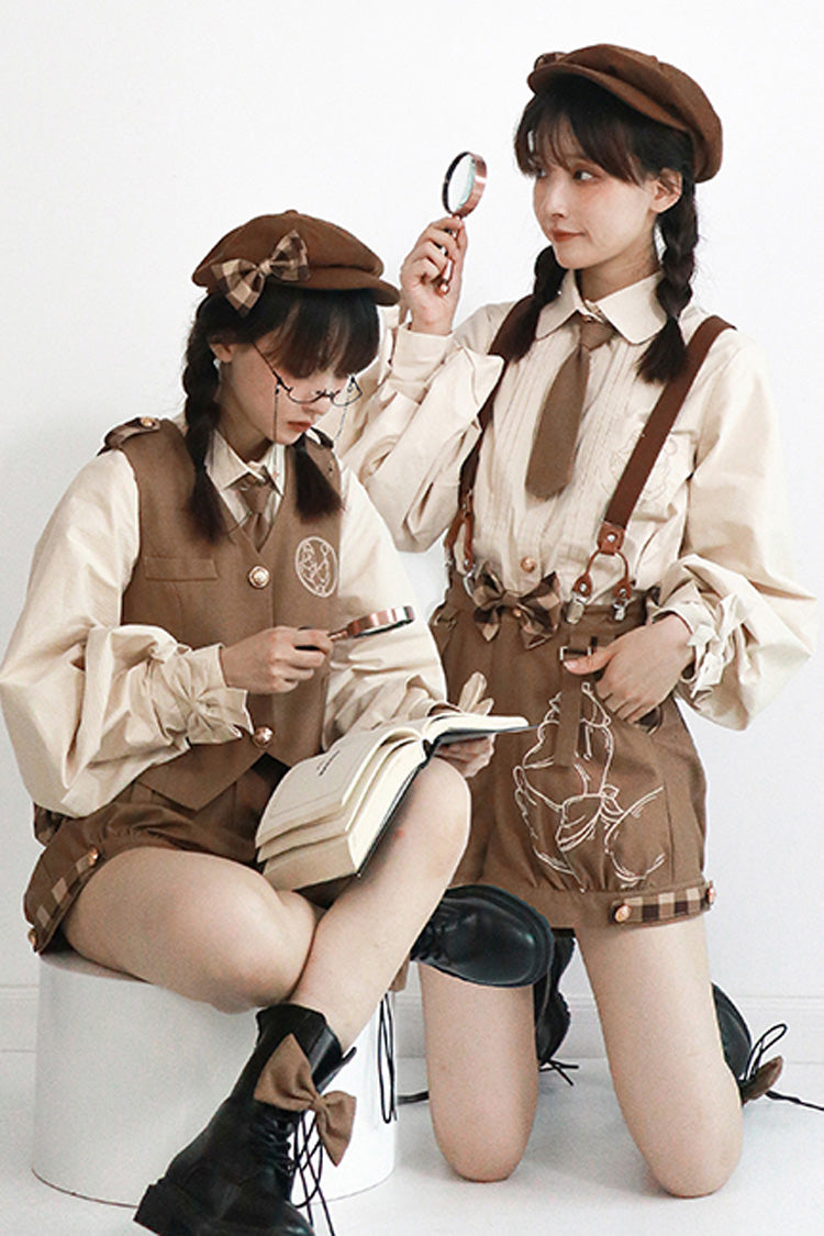 Brown Detective Goose Rivet Buttons Ouji Lolita Vest