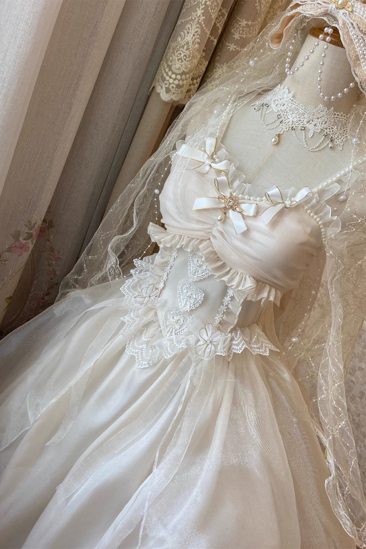 White Ruffle Hanayome Bowknot Lace Sweet Princess Lolita Jsk Dress