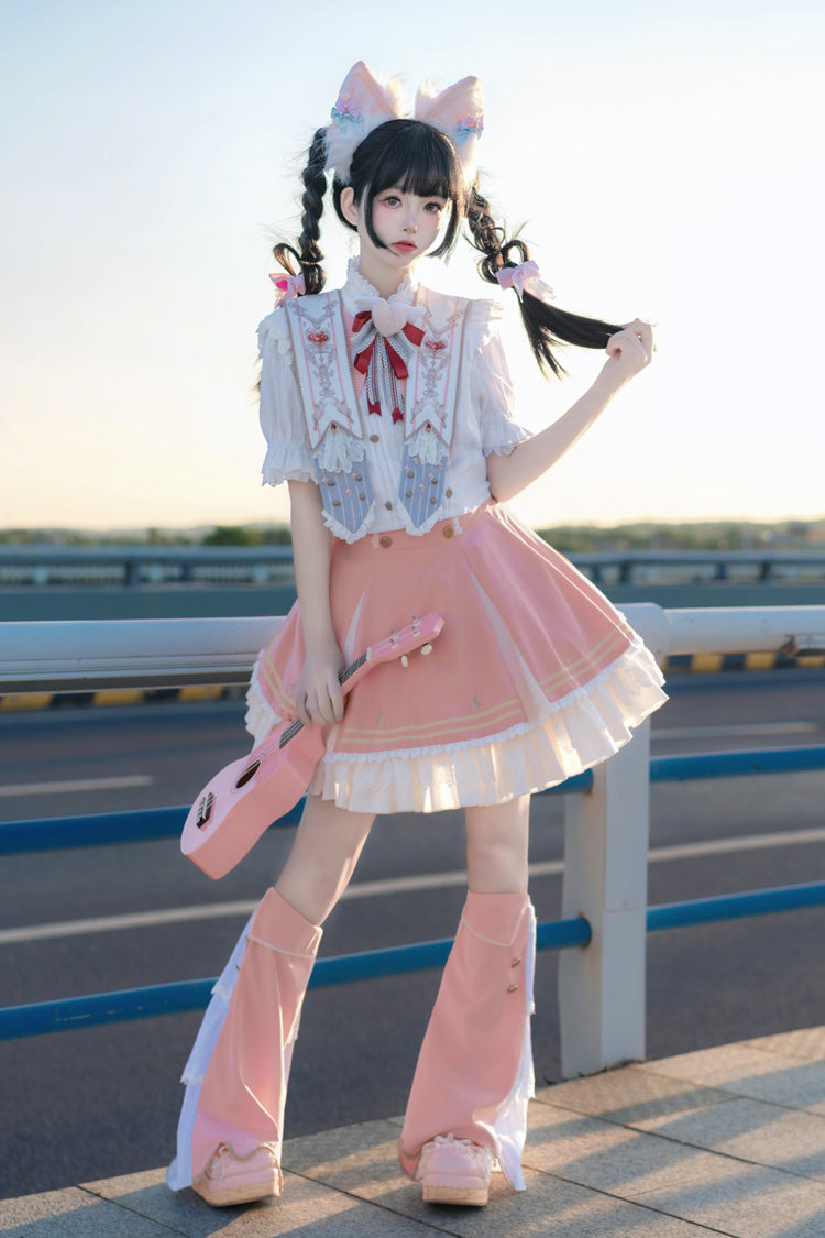 Pink Messenger of Heaven Ruffle Sweet Princess Lolita Skirt