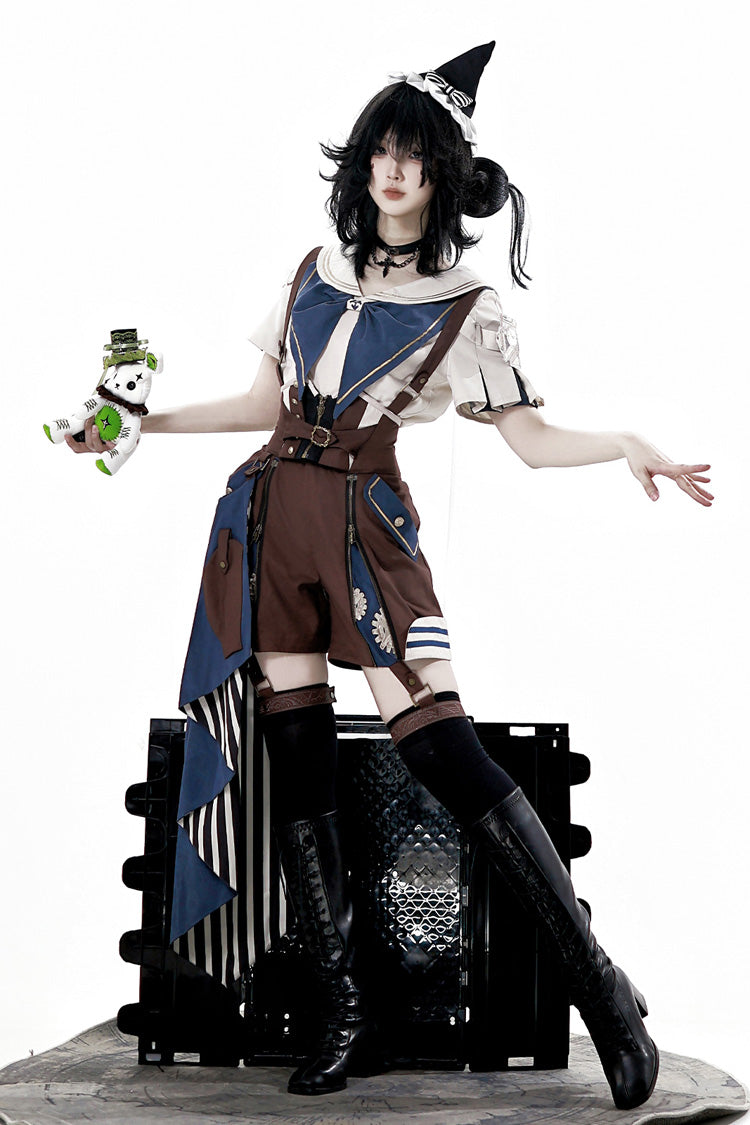 Brown Inventor of Wonderful Equipment Ouji Punk Cool Lolita Bib Shorts