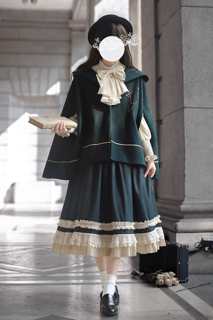 Green Artemis SP Ruffle Bowknot Lace College Style Elegant Lolita Jumper Dress