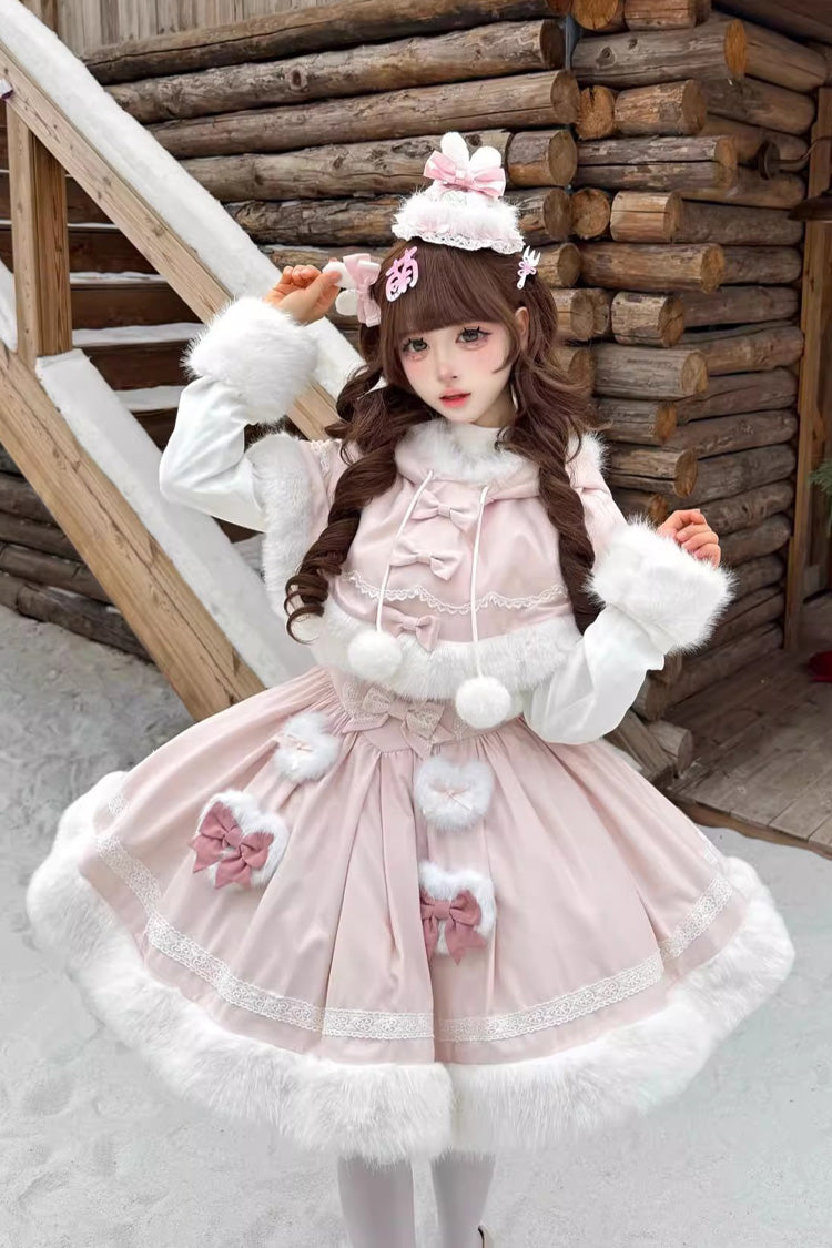 Sweet Dream Bunny Furry Bowknot Sweet Lolita Dress 2 Colors and 2 Versions
