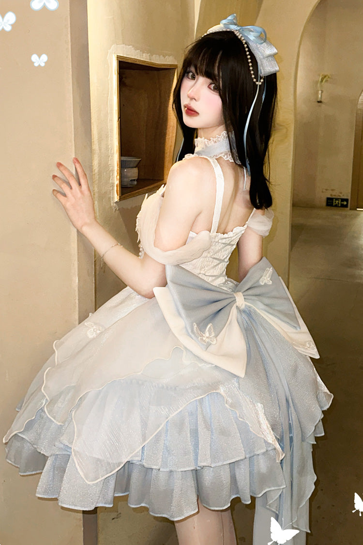 Swan Lake Multi-Layered Ruffle Bowknot Gothic Princess Lolita Jsk Dress 2 Colors