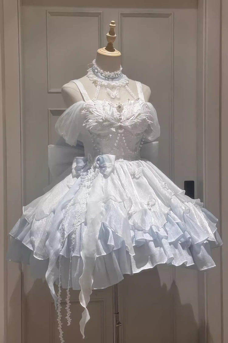 Swan Lake Multi-Layered Ruffle Bowknot Gothic Princess Lolita Jsk Dress 2 Colors