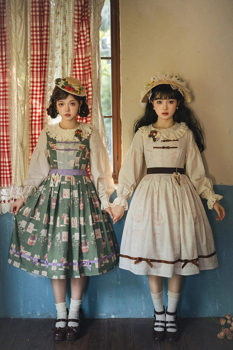 Forest Illustrated Book Watercolor Picture Book Print Sweet Elegant Lolita JSK Dress 3 Colors