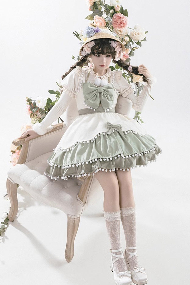 Confession Function Multi-layer Ruffle Bowknot Color Matching Autumn Winter Sweet Lolita Jsk Dress