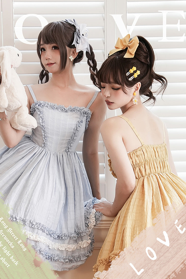 Buji Island Sleeveless Ruffle Bowknot Sweet Lolita Jsk Dress 4 Colors
