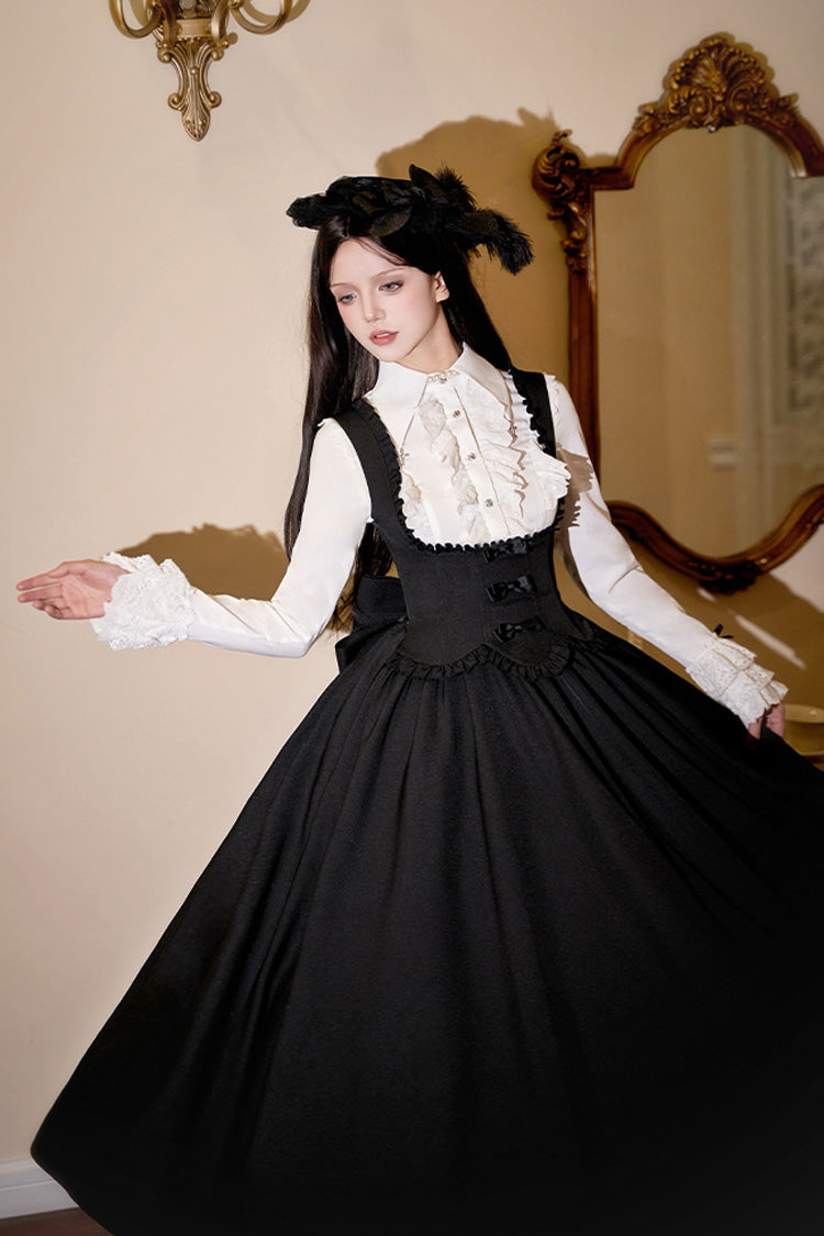 Black Silent Words Ruffle Bowknot Classic Lolita Jsk Push-Up Dress