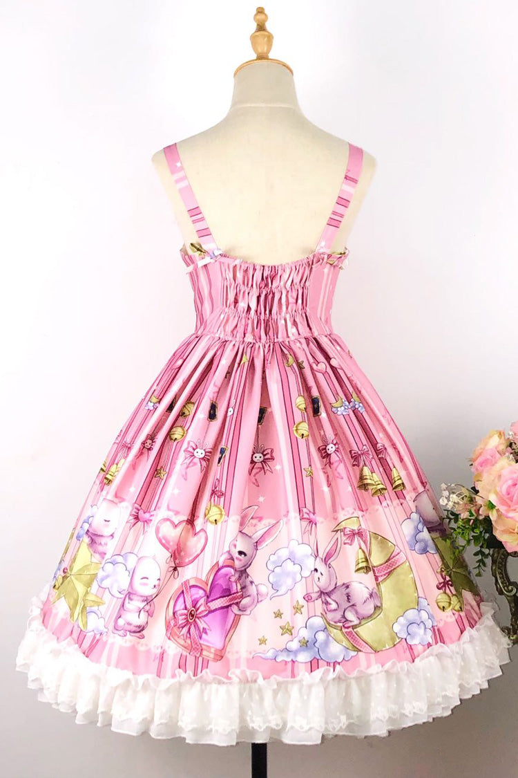 Bunny Star Paradise Sleeveless Print Ruffle Bowknot Lace Sweet Lolita Jsk Dress 4