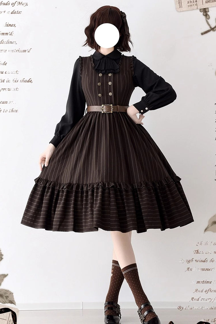 Small Estate Sleeveless Ruffle Fishbone Classic Vintage Elegant Lolita Dress 3 Colors
