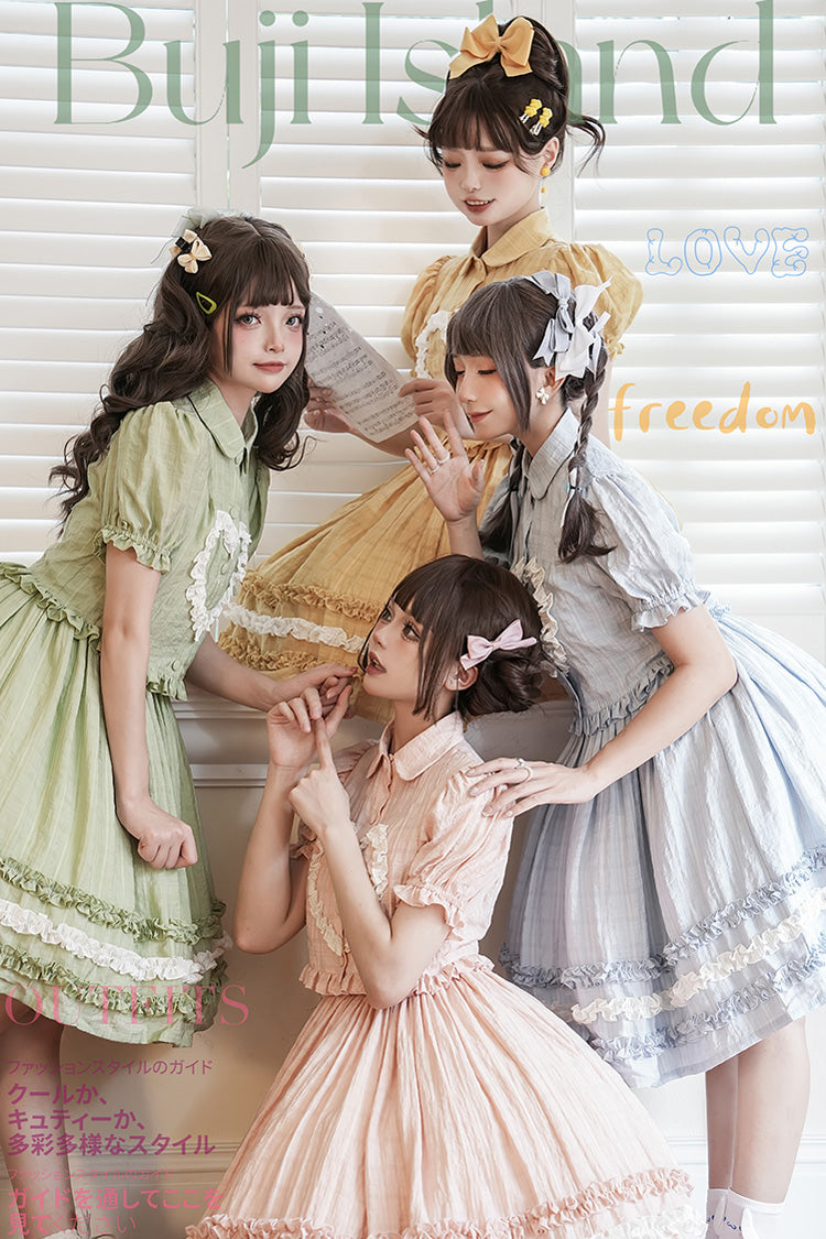 Buji Island Sleeveless Ruffle Bowknot Sweet Lolita Jsk Dress 4 Colors