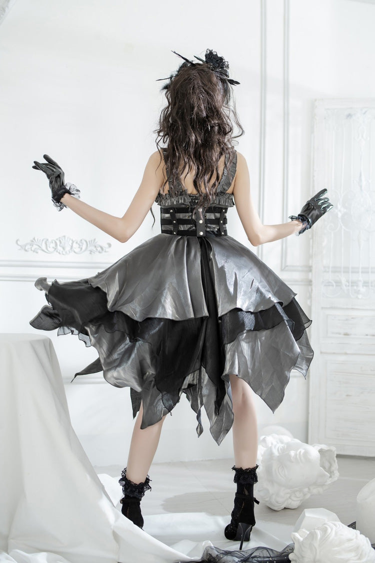 Silver/Grey Seven Deadly Sins: Lust Multi-Layered Irregular Gothic Lolita Jsk Dress