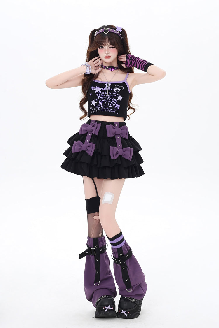 Kozaya Nana Triple-Layered Ruffle Bowknot Sweet Japanese Lolita Skirt 2 Colors