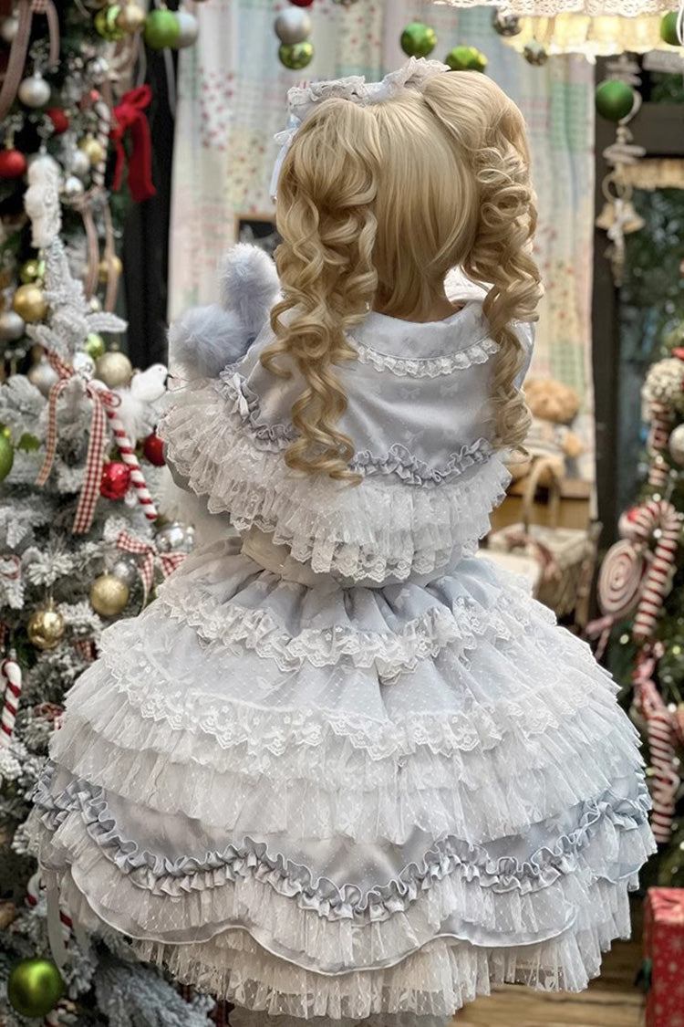 Girl Doll Multi-Layered Ruffle Bowknot Lace Sweet Princess Lolita Jsk Dress