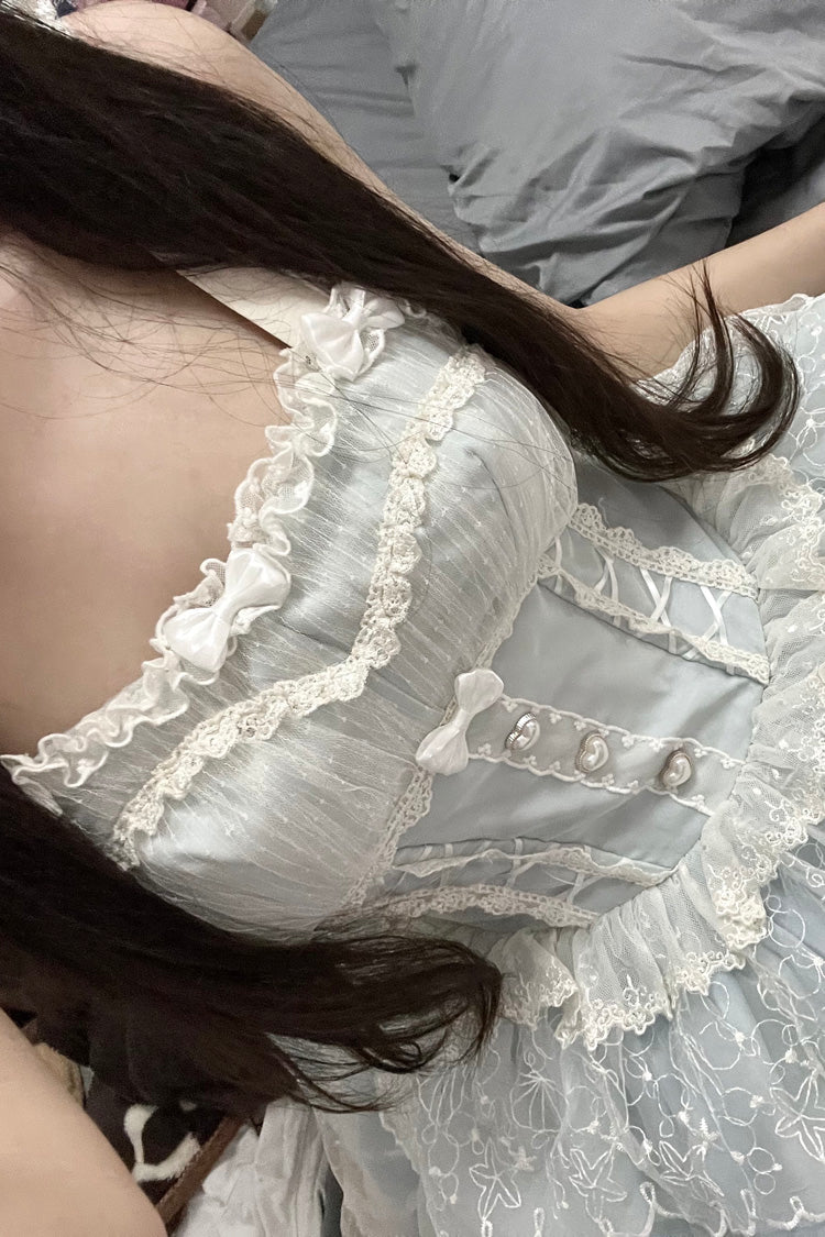 Blue Lemon Sea Salt Ruffle Lace Sweet Princess Lolita Jsk Dress