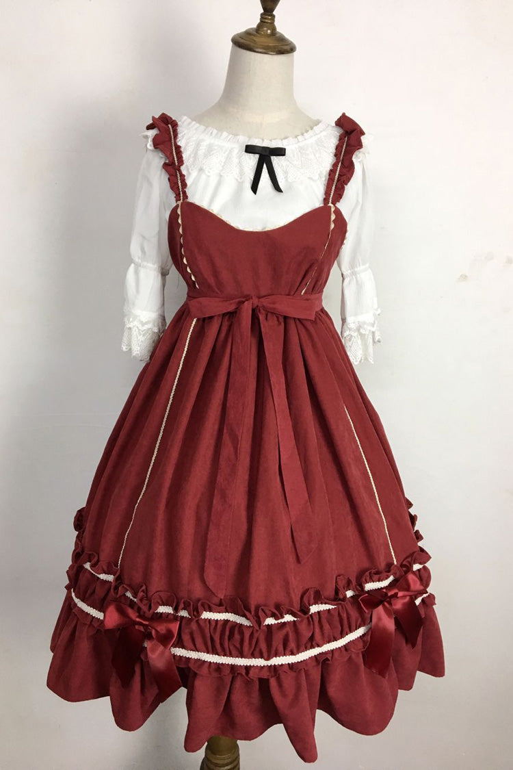 Red Ruffle Bowknot Gothic Vintage Lolita Jsk Dress