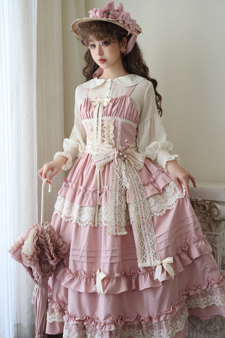Lillian Ruffle Bowknot Lace Sweet Lolita Jsk Dress 4 Colors