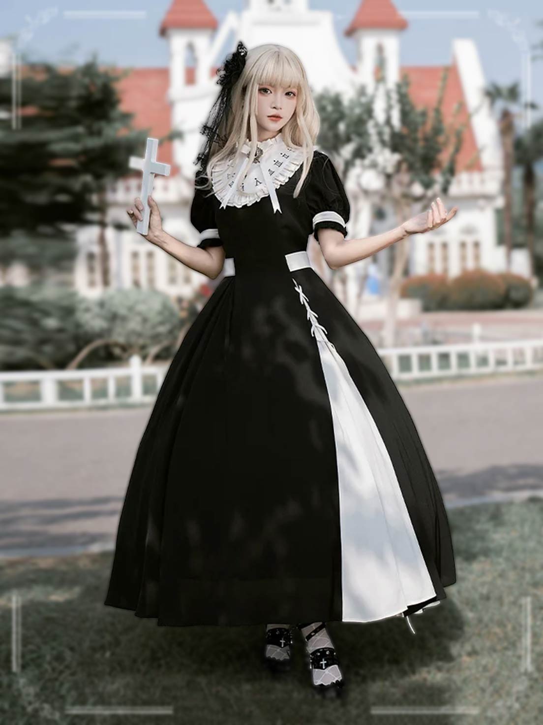 Nun Lolita Dress Black and White - Victorian Gothic Lolita Dress