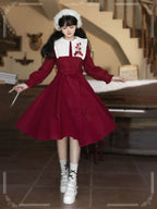 Retro Lolita Dress for Christmas Outfits in Red