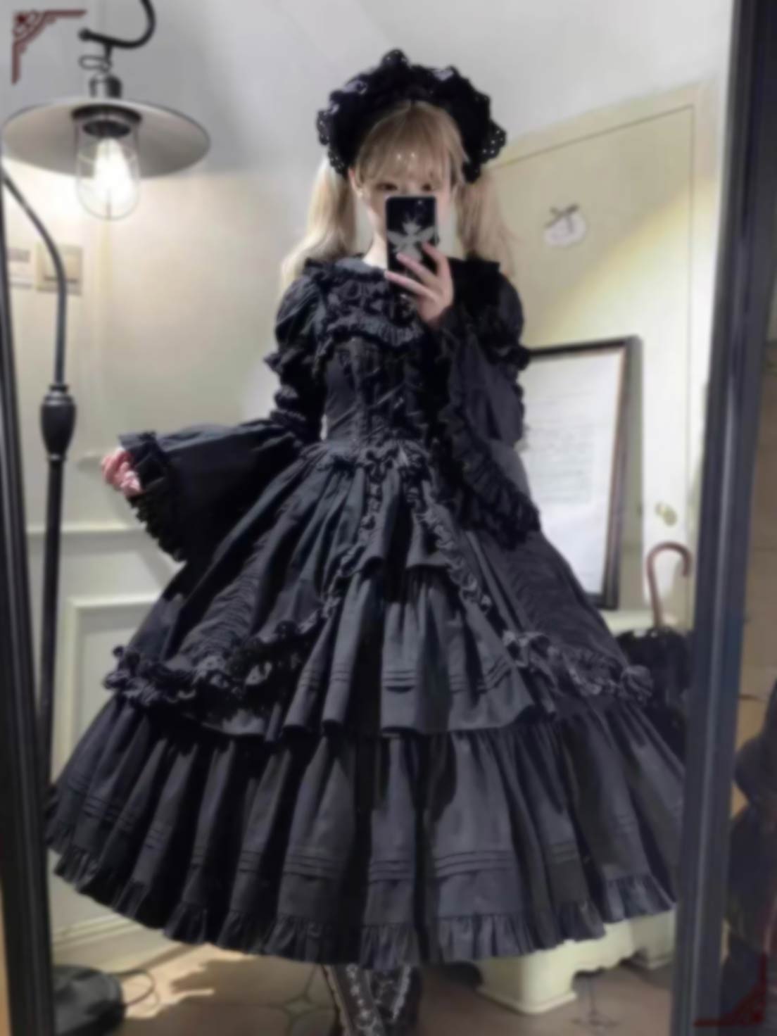 Gothic Lolita Dress All Black Victorian Gown 