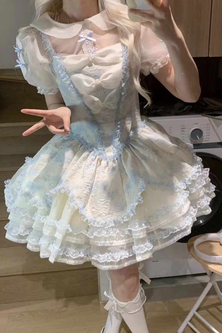 Jasmine Rain Print Stitching Lace Sweet Lolita Jsk Dress 6 Colors