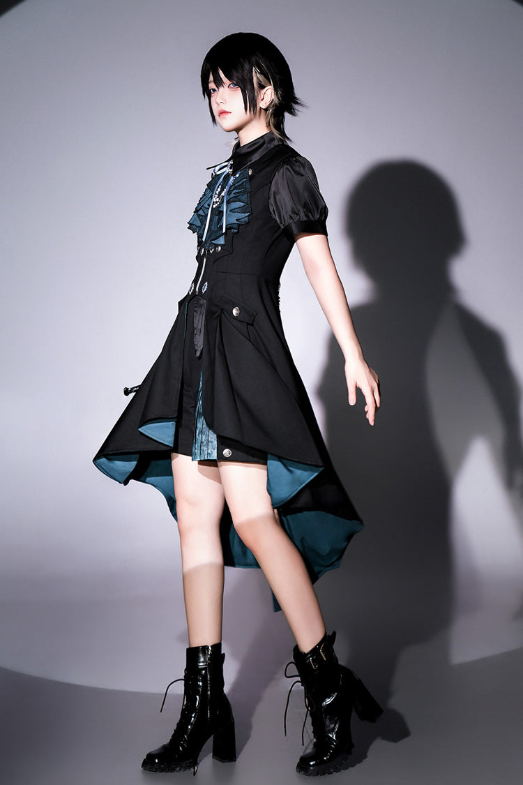 Black Deep Music Short Sleeves Gothic Elegant Ouji Lolita Four-piece Set