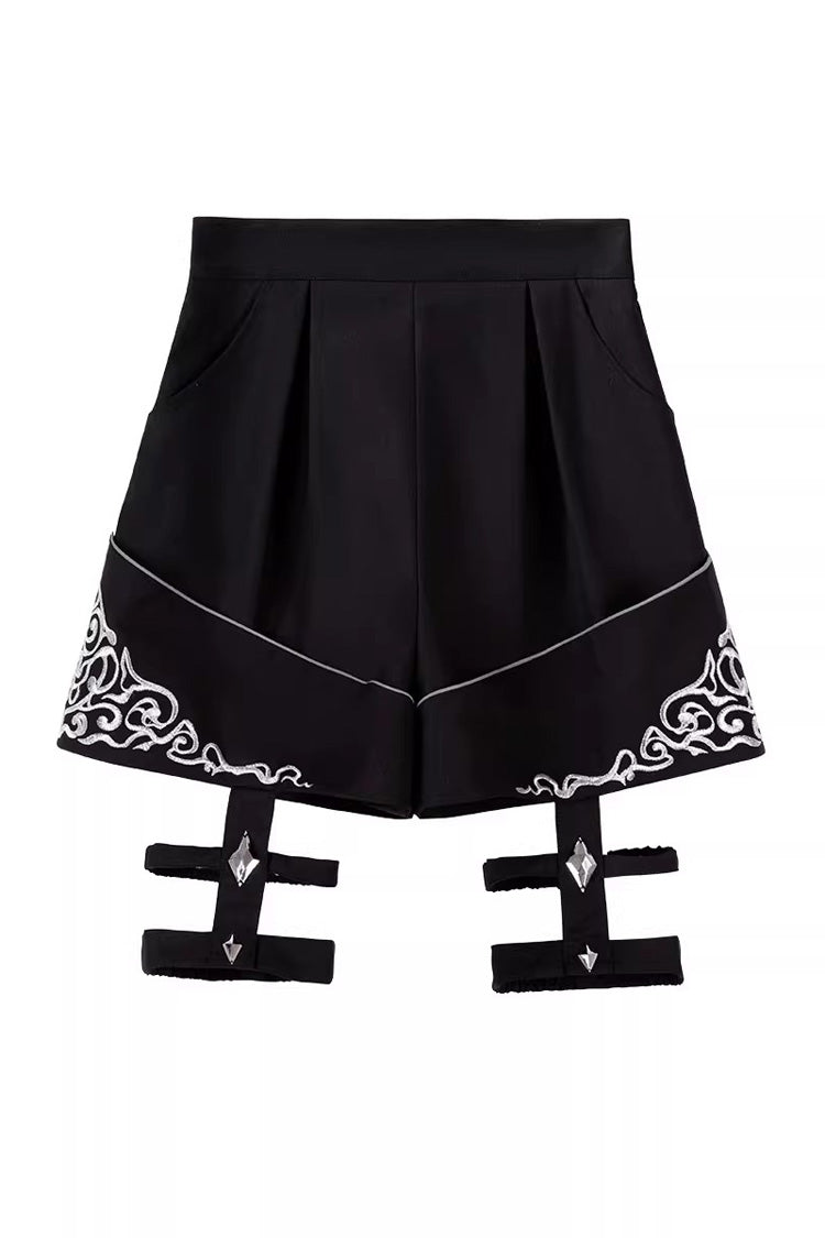 Black Sword of Oath Long Sleeves Embroidered Gothic Vintage Knight Prince Ouji Lolita Set