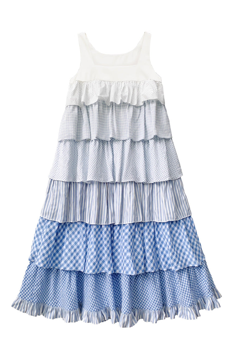 Blue Go To The Beach Multi-Layered Print Ruffle Holiday Sweet Lolita Jsk Dress