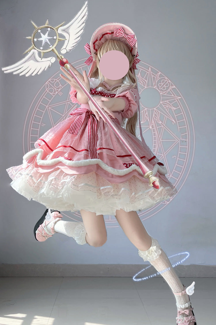 Sweetheart Bobo Magical Girl Short Sleeves Ruffle Bowknot Sweet Lolita Dress 3 Colors