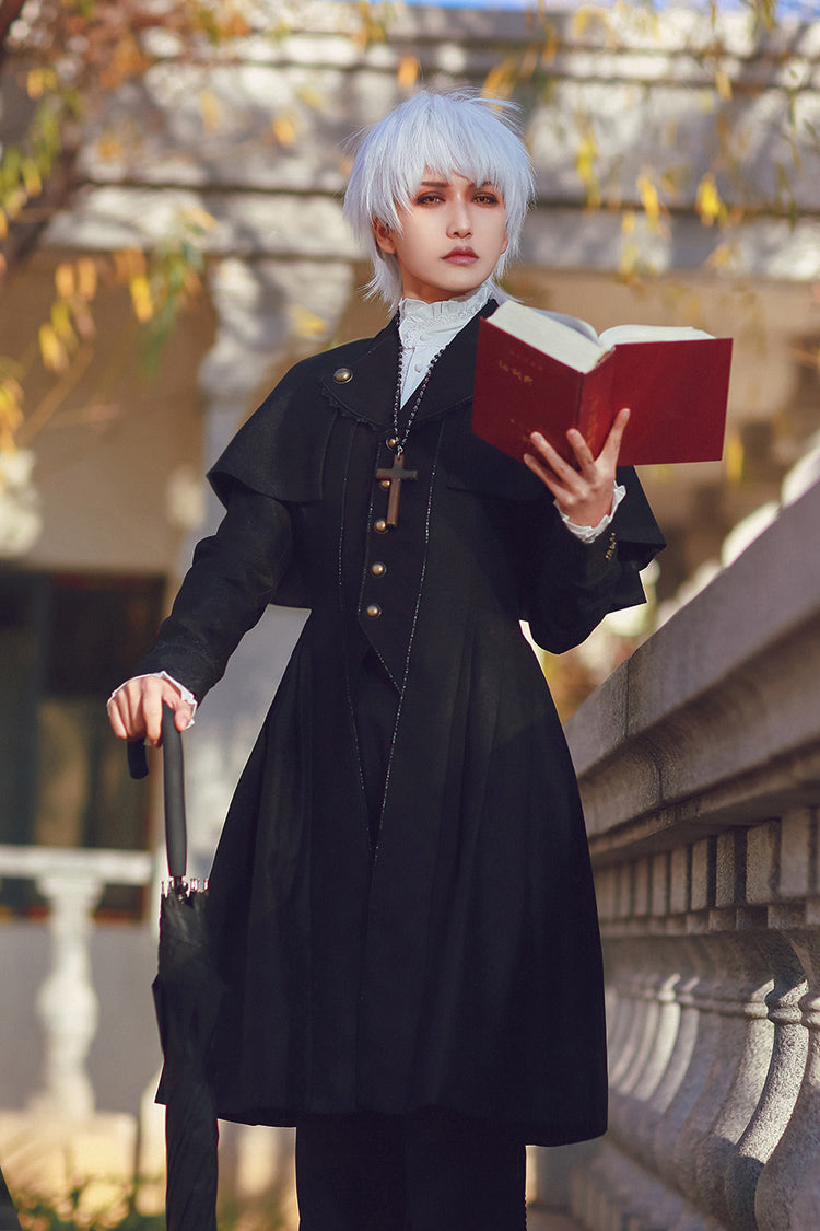 Black The Eternal Sea of Hope Long Sleeves Ouji Fashion Vintage Elegant Prince Lolita Long Coat