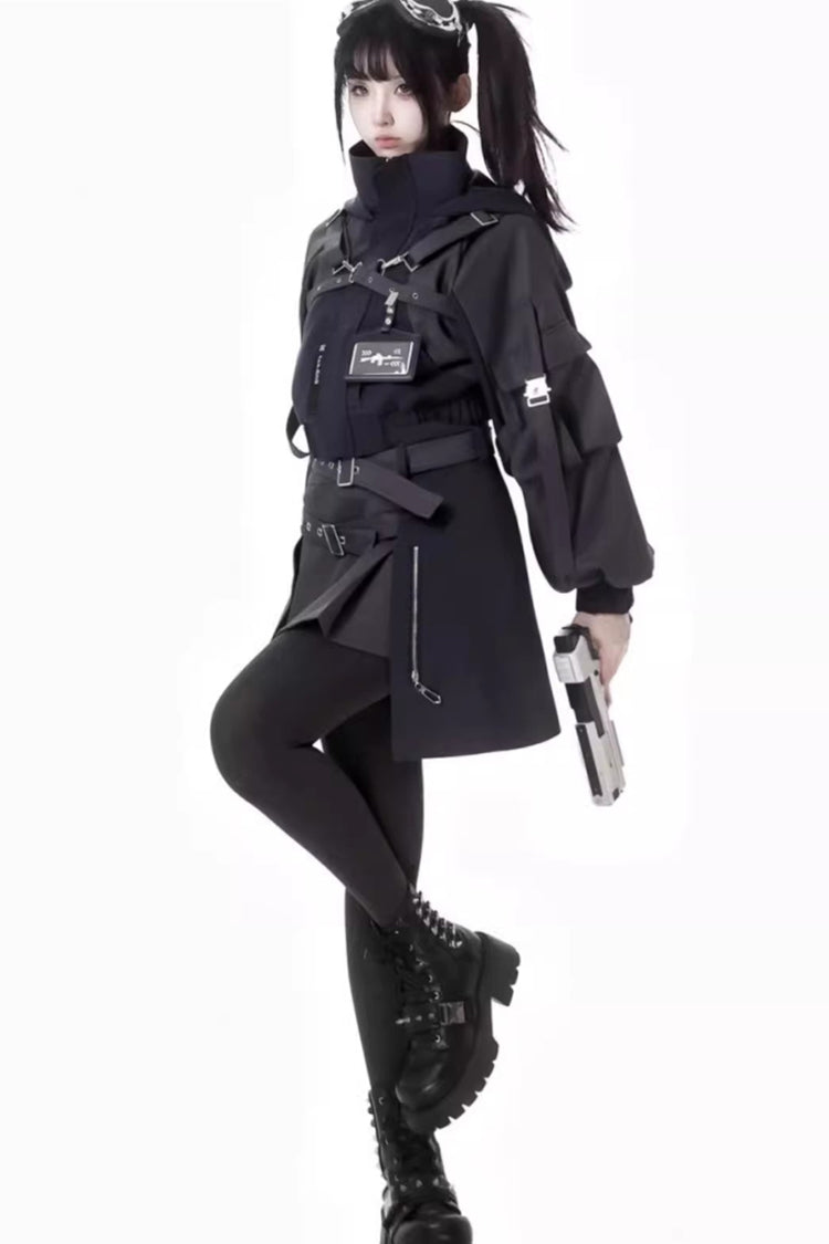 Black Retrograde Orbit Long Sleeves Gothic Ouji Lolita Skirt Coat Set
