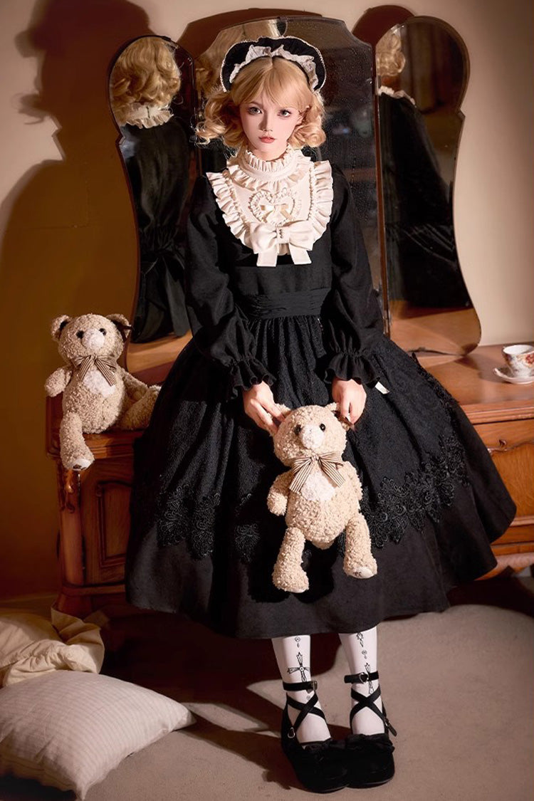 Black Twilight Choir Long Sleeves Bowknot Lace Sweet Vintage Lolita Dress 2 Versions