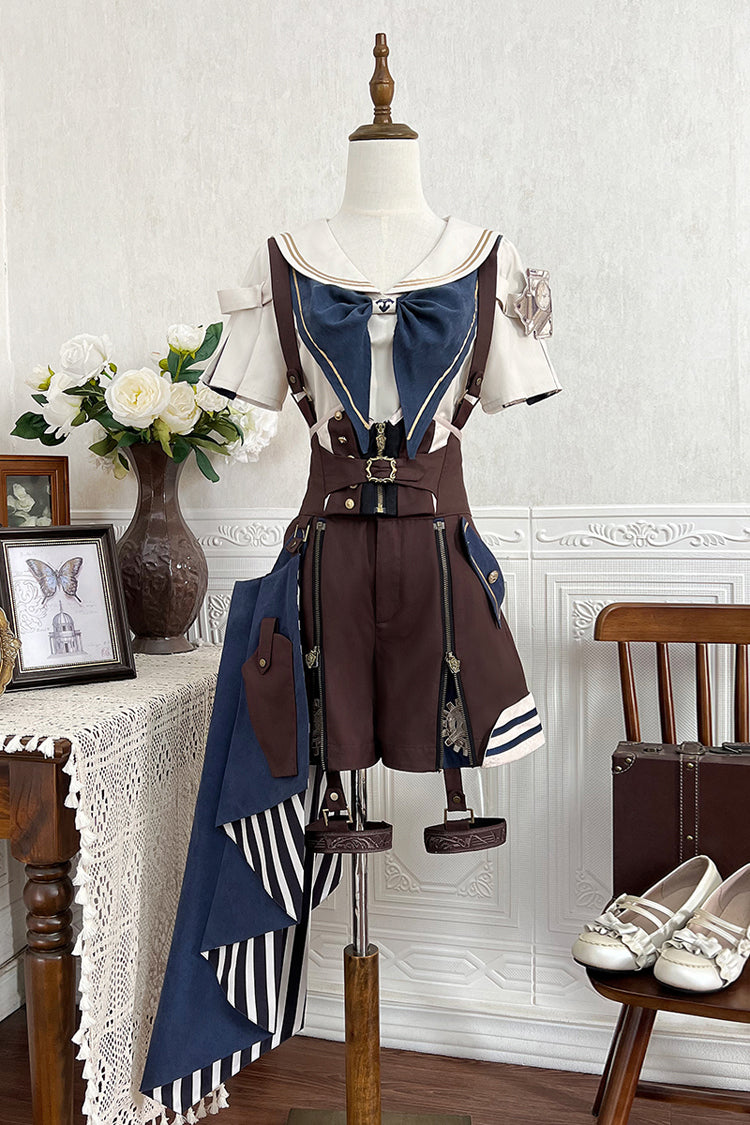 Brown Inventor of Wonderful Equipment Ouji Punk Cool Lolita Bib Shorts