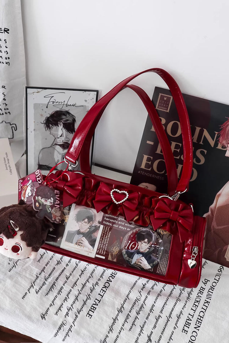 Sweet Heart-shaped Metal Decoration Bow Japanese Itabag 5 Colors