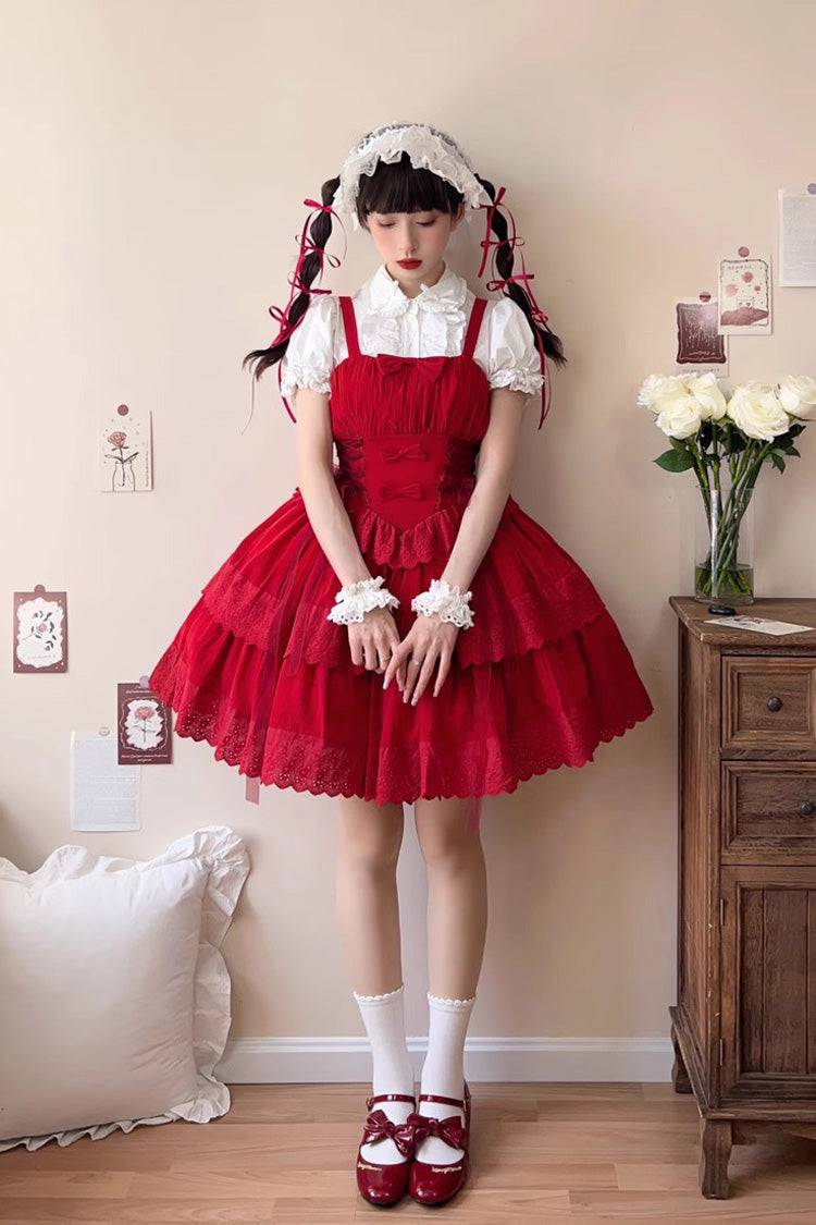 Bowknot Hollow Gothic Lolita Tiered JSK Dress 2 Colors