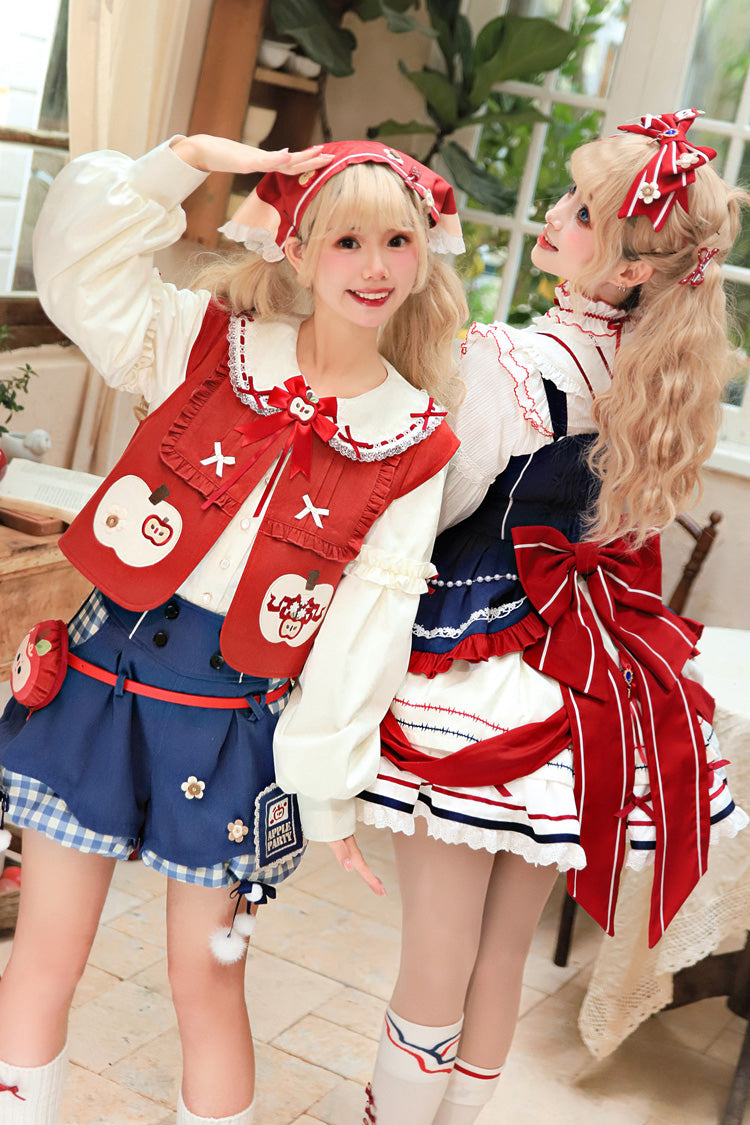 Multi-Color Witch Gina Long Sleeves Print Bowknot Ouji Sweet Lolita Vest Shorts Set