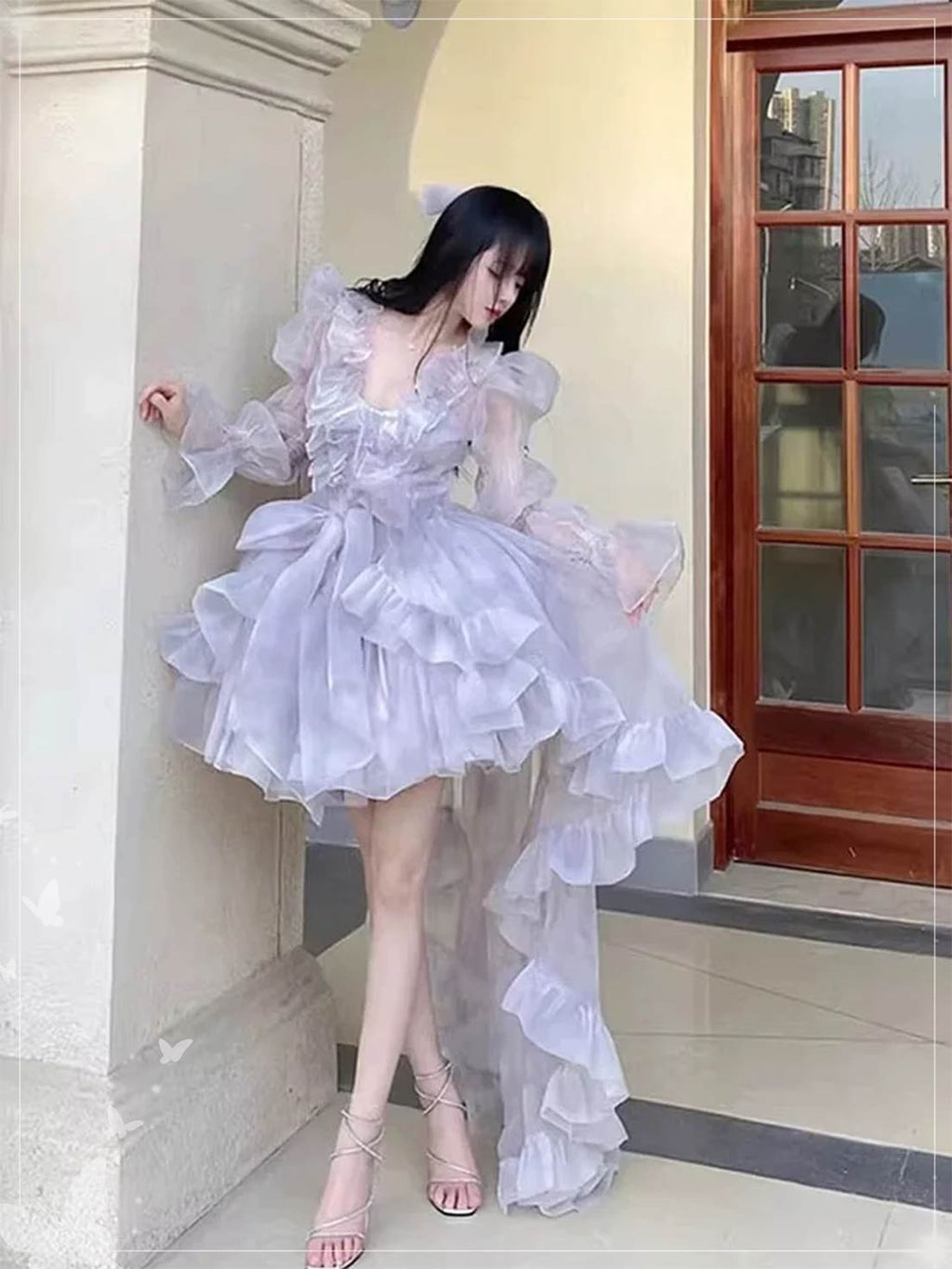 Elegant Lolita Outfit Princess Wedding Dresses Ball Gown Prom Blue Pink Purple Dresses Party Costume