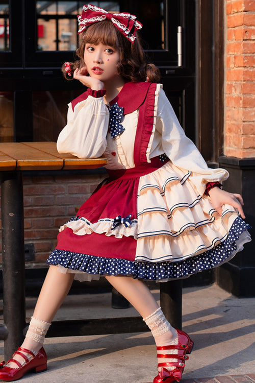 Red Multi-Layer Ruffled High Waist Sweet Lolita JSK Dress