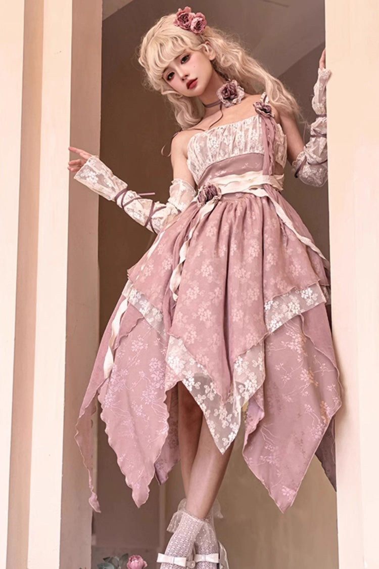 Wabi Sabi Style Stitching Irregular Asymmetric Gothic Lolita Jsk Dress 3 Colors