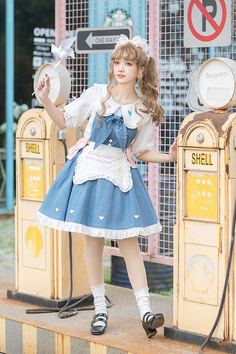 Blue Cowboys Are Busy Ruffle Bowknot Sweet Lolita Strap Dress