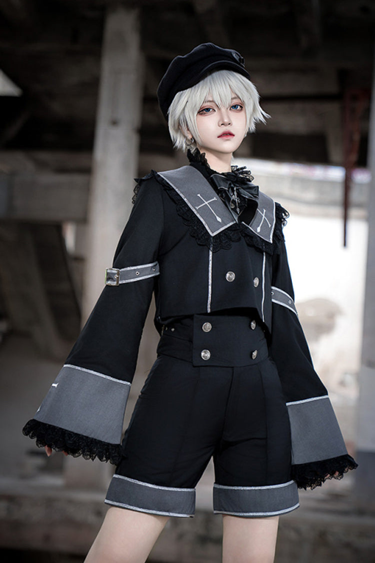 Black Rules of the Otherworld Long Sleeves Gothic Ouji Lolita Shorts Coat Set