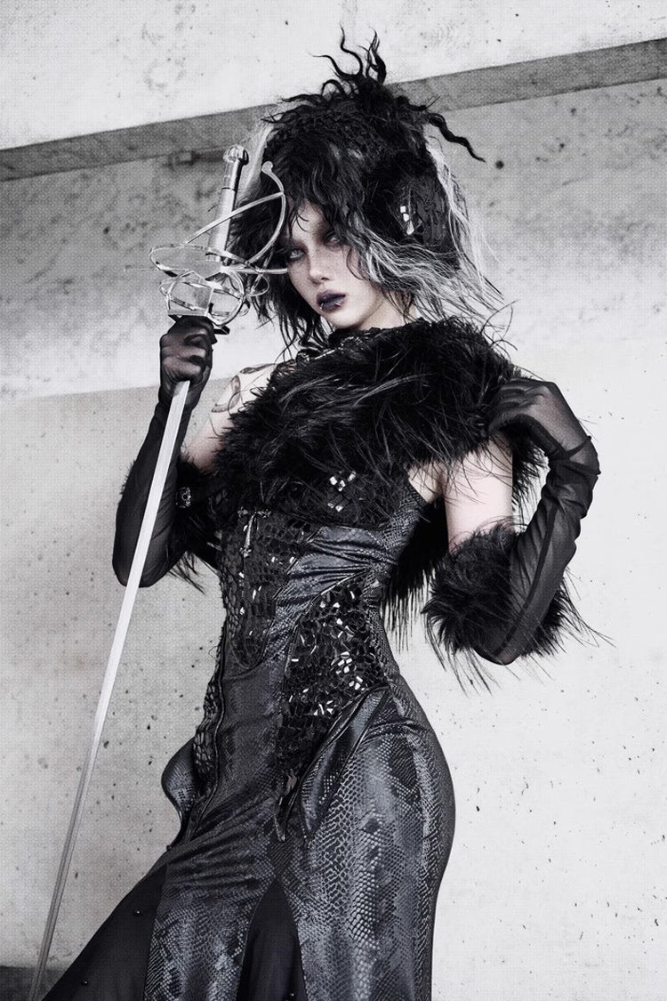 Black Snake Eye Shadow Sleeveless Print Stitching Slim Gothic Lolita Jsk Dress